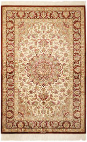 100X150 Ghom Seide Teppich Orientalischer Beige/Braun (Seide, Persien/Iran)