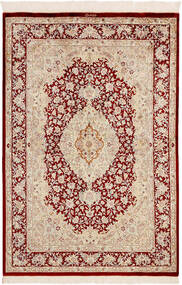  98X145 Qum Silk Rug Beige/Orange Persia/Iran