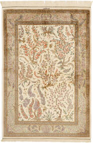 絨毯 ペルシャ クム シルク 100X148 ベージュ/オレンジ (絹, ペルシャ/イラン)
