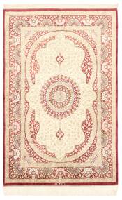  Persian Qum Silk Rug 98X150 Beige/Red (Silk, Persia/Iran)