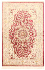  Orientalsk Ghom Silke Tæppe 132X201 Beige/Rød Silke, Persien/Iran