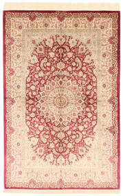  Orientalischer Ghom Seide Teppich 135X208 Beige/Braun Seide, Persien/Iran