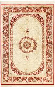 134X197 絨毯 クム シルク オリエンタル ベージュ/茶色 (絹, ペルシャ/イラン)