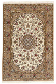  Persischer Isfahan Seidenkette Teppich 109X159 Beige/Braun