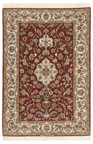 110X164 絨毯 イスファハン 絹の縦糸 オリエンタル 茶/オレンジ (ペルシャ/イラン)