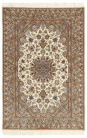  Persischer Isfahan Seidenkette Teppich 112X174 Beige/Braun