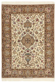  Persischer Isfahan Seidenkette Teppich 110X157 Beige/Orange
