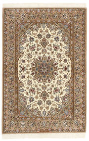  Isfahan Ordito In Seta Tappeto 108X166 Persiano Di Lana Beige/Marrone Piccolo