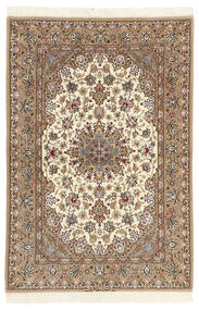 110X164 Isfahan Seidenkette Teppich Orientalischer Beige/Braun ( Persien/Iran)
