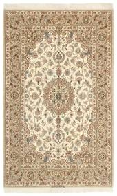 125X205 絨毯 オリエンタル イスファハン 絹の縦糸 ベージュ/オレンジ ( ペルシャ/イラン)