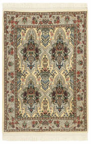 75X108 絨毯 オリエンタル イスファハン 絹の縦糸 茶色/イエロー ( ペルシャ/イラン)