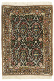 絨毯 イスファハン 絹の縦糸 72X102 茶色/ブラック ( ペルシャ/イラン)
