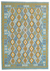  202X294 Kilim Afghan Old Style Rug Grey/Blue Afghanistan Carpetvista