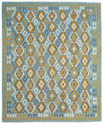  Kilim Afghan Old Style Rug 253X304 Wool Blue/Grey Large Carpetvista