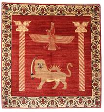  Persischer Gabbeh Kashkuli Teppich 150X159 Quadratisch Rot/Beige (Wolle, Persien/Iran)