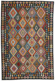  Kilim Afghan Old Style Tapis 202X307 De Laine Gris Foncé/Gris Carpetvista