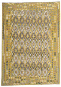 253X365 Tapis D'orient Kilim Afghan Old Style Jaune/Gris Grand (Laine, Afghanistan) Carpetvista