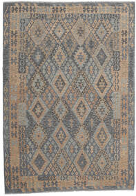  Kilim Afegão Old Style Tapete 206X301 Lã Cinzento/Bege Carpetvista