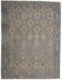 298X398 Kelim Afghan Old Style Teppe Orientalsk Grå/Oransje Stort (Ull, Afghanistan) Carpetvista