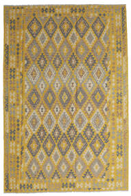  Orientalischer Kelim Afghan Old Stil Teppich 206X309 Orange/Beige Wolle, Afghanistan Carpetvista