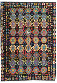 Tapis Kilim Afghan Old Style 208X297 Gris Foncé/Gris (Laine, Afghanistan)
