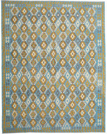  Kelim Afghan Old Style Matot 304X393 Villamatto Harmaa/Sininen Suuri Matto Carpetvista