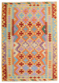  Oriental Kilim Afghan Old Style Rug 129X184 Orange/Red Wool, Afghanistan Carpetvista