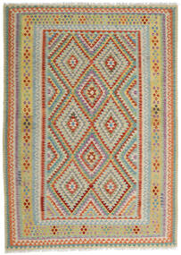 213X296 Kilim Afghan Old Style Rug Oriental Grey/Yellow (Wool, Afghanistan) Carpetvista