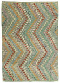  Kilim Afghan Old Style Rug 176X248 Wool Green/Brown Carpetvista