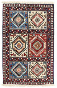 絨毯 ヤラメー 60X95 ダークレッド/ベージュ (ウール, ペルシャ/イラン)