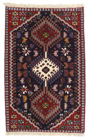  Orientalisk Yalameh Matta 62X96 Mörkrosa/Röd Ull, Persien/Iran Carpetvista