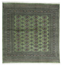 199X207 絨毯 パキスタン ブハラ 2Ply オリエンタル 正方形 グリーン/ダークグレー (ウール, パキスタン) Carpetvista