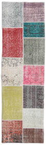 60X200 絨毯 Patchwork - Turkiet モダン 廊下 カーペット グレー/レッド (ウール, トルコ) Carpetvista