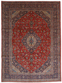 Keshan Fine Teppich 296X402 Rot/Dunkelrosa Großer Wolle, Persien/Iran Carpetvista