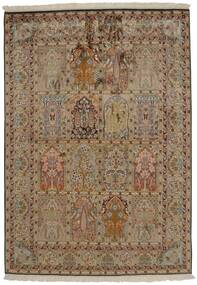絨毯 カシミール ピュア シルク 154X213 茶色/ブラック (絹, インド)