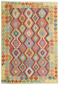Kelim Afghan Old Style Vloerkleed 147X215 Rood/Oranje Wol, Afghanistan Carpetvista
