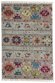 100X150 絨毯 Shabargan モダン グレー/ダークレッド (ウール, アフガニスタン) Carpetvista
