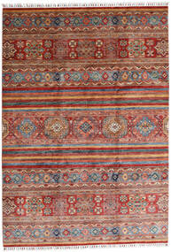 絨毯 Shabargan 208X298 レッド/茶色 (ウール, アフガニスタン)