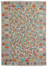  176X250 Kelim Afghan Old Stil Teppich Grau/Gelb Afghanistan Carpetvista