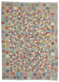  174X234 Kelim Afghan Old Stil Teppich Grau/Gelb Afghanistan Carpetvista