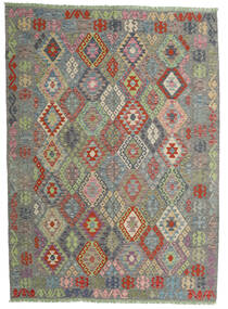  174X239 Kelim Afghan Old Style Vloerkleed Grijs/Geel Afghanistan Carpetvista