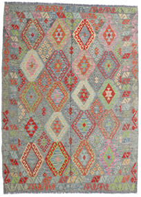 Tapete Kilim Afegão Old Style 171X233 Cinzento/Verde (Lã, Afeganistão)