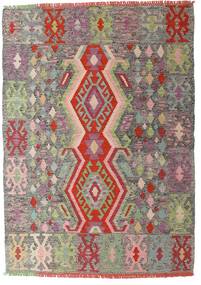  Kilim Afghan Old Style Tapis 102X143 De Laine Gris/Rouge Petit Carpetvista