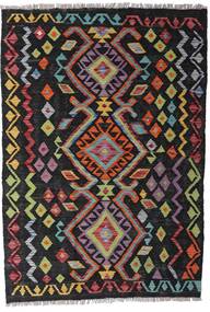  Kilim Afghan Old Style Tappeto 97X143 Di Lana Grigio Scuro/Rosso Piccolo Carpetvista