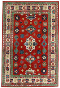  Kazak Fine Tapete 198X302 Lã Vermelho/Bege Carpetvista