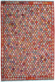  203X297 Kelim Afghan Old Stil Teppich Rot/Grau Afghanistan Carpetvista