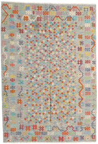  Kelim Afghan Old Stil Teppich 205X296 Grau/Gelb Carpetvista