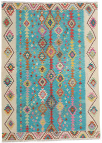  Orientalsk Kelim Afghan Old Style Teppe 203X283 Blå/Beige Ull, Afghanistan Carpetvista
