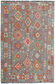 Ćilim Afghan Old Style Tepih 198X301 Vuneni Siva/Crvena Sag Carpetvista