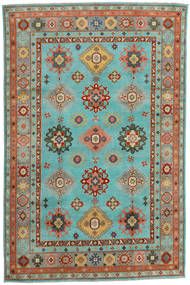  Orientalisk Kazak Fine Matta 200X304 Turkos/Brun Ull, Afghanistan Carpetvista